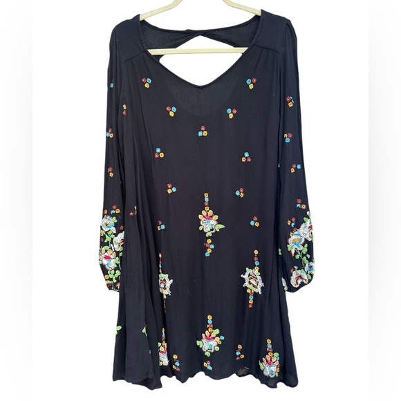 Free People Oxford Dress SMALL Embroidered Cottagecore Boho WhimsyGoth Lagenlook - Picture 10 of 16